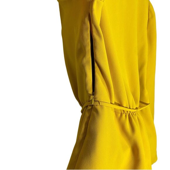 J Crew Top Women 2 Yellow Faux Wrap Draped Crepe V-Neck Long Sleeve Shirt Preppy - Picture 9 of 11